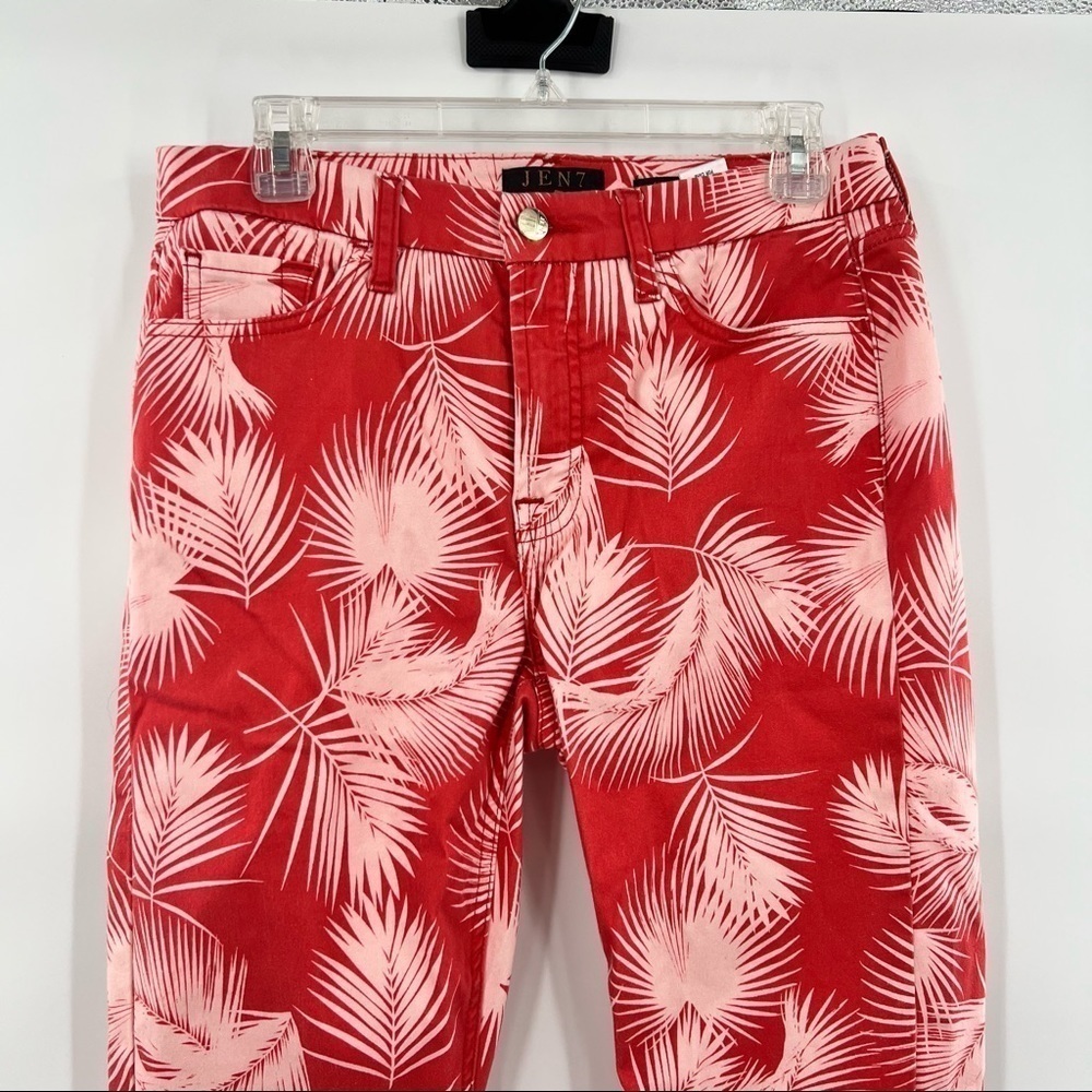 Jen7 7for all mankind red pants trousers 8 leaf ankle skinny - Picture 2 of 11